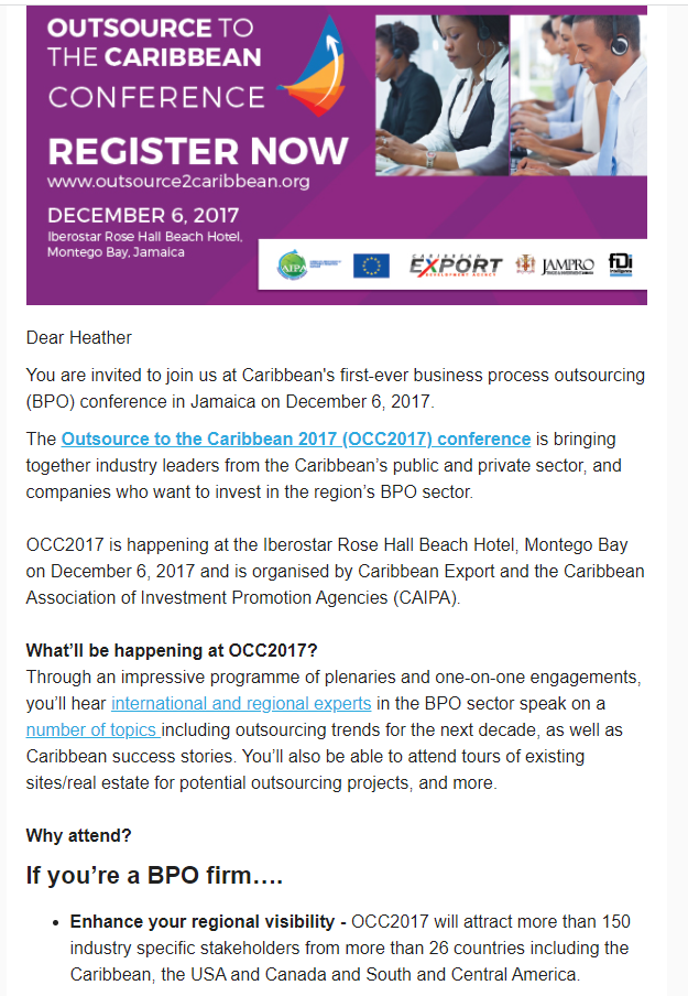 caribbean export occ conference Newsletter screenshot caribbean export occ conference Newsletter screenshot
